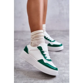 Dámské nízké sportovní boty na platformě bílé a zelené Kyllie