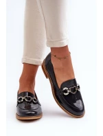 Kožené dámské lakované mokasíny model 21656264 modré - Laura Messi Kožené dámské lakované mokasíny model 21656264 modré - Laura Messi