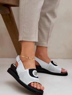 Dámské sandály na klínu stříbrné model 21685243 - Boto