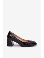 Kožené Lakované Na Podpatku  Černé model 21691298 - VINCEZA