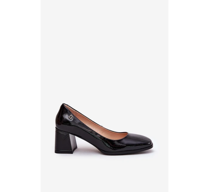 Kožené Lakované Na Podpatku  Černé model 21691298 - VINCEZA