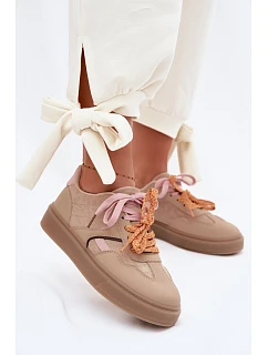 Dámské Tenisky S Dvojitými Šňůrkami Světle Hnědé Relisa