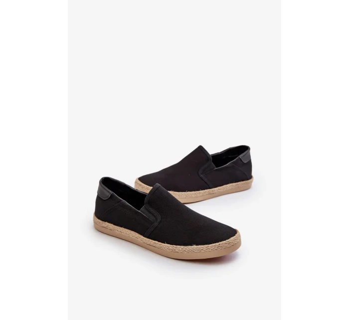 Pánské tenisky Espadrille s prýmkem, černý Fenen