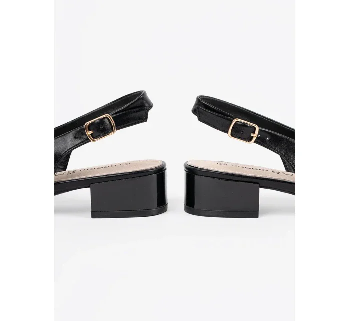 Zajímavé  sandály dámské černé na širokém podpatku