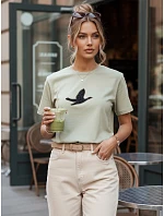 Dámské bavlněné tričko BRILD pistácie FashionStreet RY2528