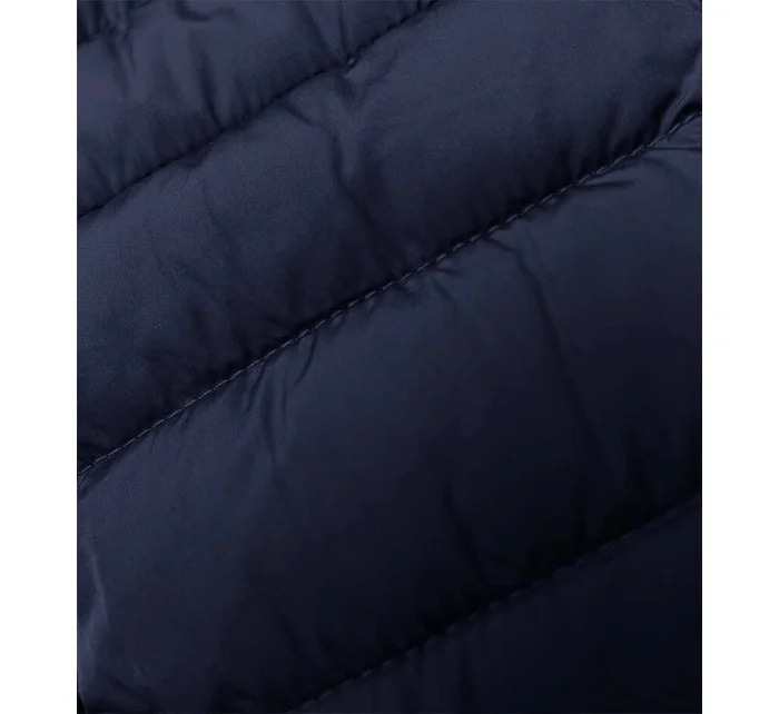 Tmavě modrá dámská prošívaná bunda s kapucí (16M9103-215)