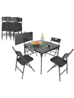 STOLEK PRO CATERING KOMPAKTNÍ STOLEK 86,5x86,5x71 cm a 4 SEDÁTKA ČERNÝ