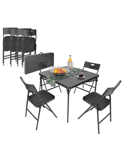 STOLEK PRO CATERING KOMPAKTNÍ STOLEK 86,5x86,5x71 cm a 4 SEDÁTKA ČERNÝ