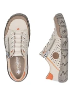 Béžová kožená prolamovaná dámská polobotka Rieker L0355-61