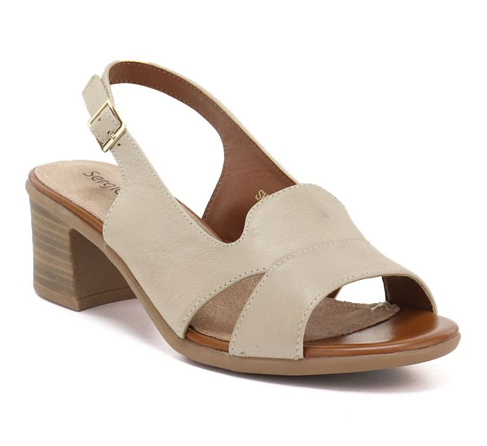 Dámské kožené sandály béžové Sergio Leone SK578-S