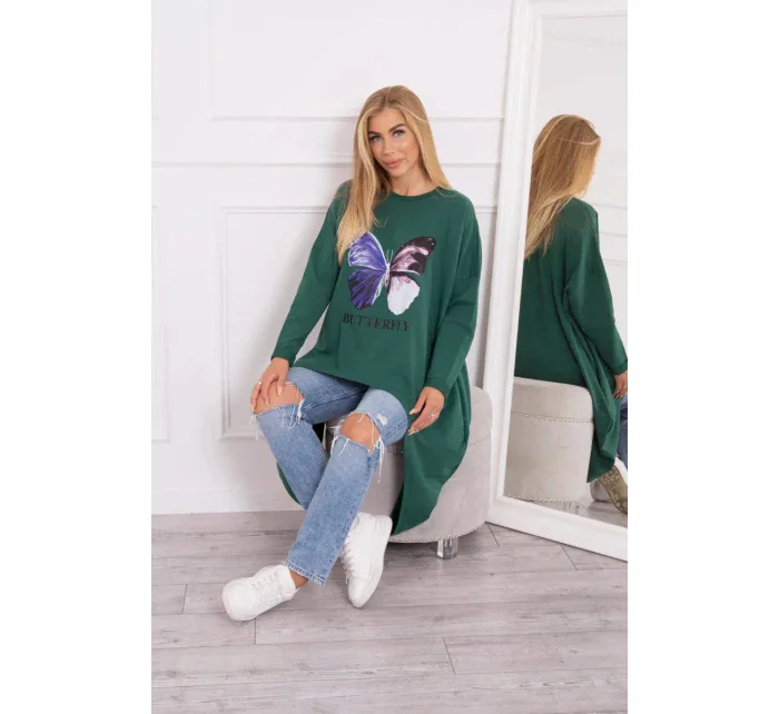 Oversize halenka s potiskem tmavě zelená