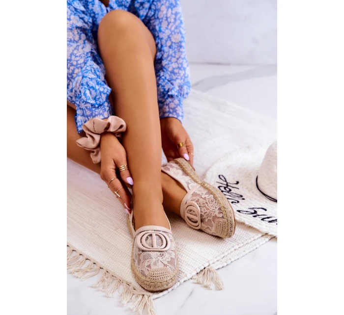 Dámské krajkové espadrilky s ozdobou béžove Summer Dream