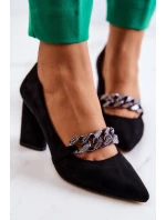 Semišové lodičky S řetízkem černý model 21581664 - S.Barski