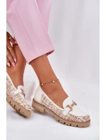 Dámské Kožené Mokasíny Se Zlatým Světle Béžové model 21697365 - Laura Messi