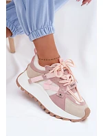 Tenisky na platformě z přírodního semiše model 22095134 růžové - Goe