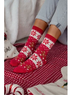 Dámské vánoční ponožky s perníčky – červené