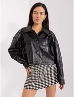 Krátká černá dámská bunda z imitace kůže model 20970138 - Factory Price