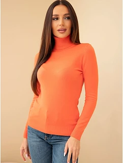 Dámský svetr z viskózy s rolákem a dlouhým rukávem oranžový
