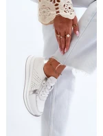 Dámské kožené tenisky na platformě bílé ligustr Dámské kožené tenisky na platformě bílé ligustr