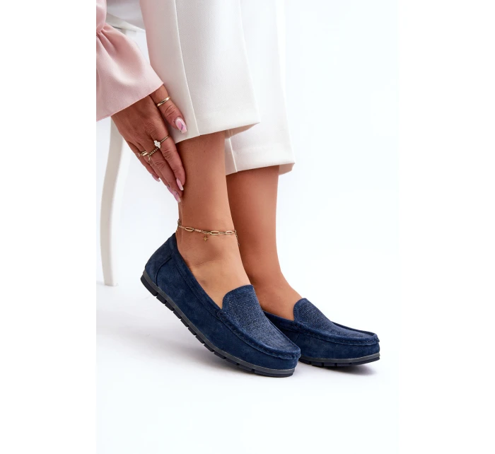 Dámské modré semišové mokasíny model 21659563 - S.Barski Dámské modré semišové mokasíny model 21659563 - S.Barski