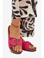 Dámské pantofle s přezkou na korkové platformě fuchsie Zavira Dámské pantofle s přezkou na korkové platformě fuchsie Zavira