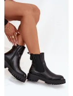 Kožené dámské botky s zipem Big Star OO274109 černé Kožené dámské botky s zipem Big Star OO274109 černé