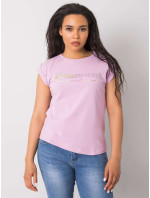 Světle fialové tričko plus velikosti s nášivkami