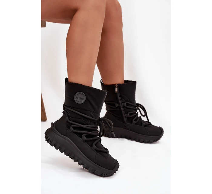 Dámské kožené sněhule na platformě Lee Cooper – černé Dámské kožené sněhule na platformě Lee Cooper – černé