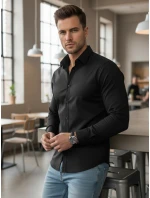 Pánská elegantní hladká černá košile REGULAR FIT FashionStreet DX2538