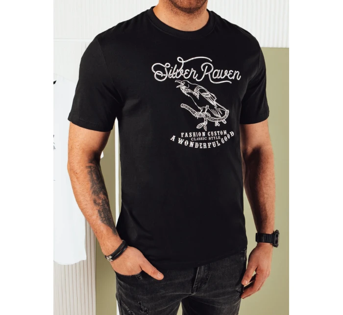 Pánské tričko s potiskem černé Dstreet RX5363 Pánské tričko s potiskem černé Dstreet RX5363