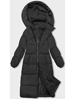 Dlouhá černá hrubší dámská bunda s kapucí model 21246152 - J.STYLE