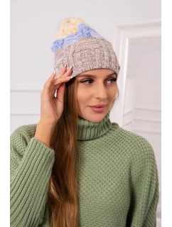 Fleecová čepice Dolores K303 tmavě béžová+modrá+žlutá