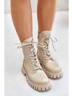 Kožené botky s na zip  Béžové model 21675548 - CheBello