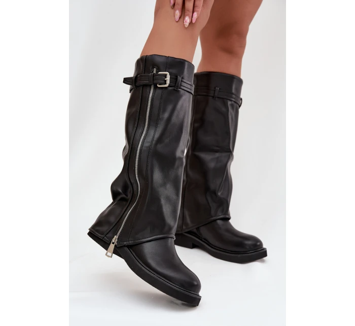 Dámské kozačky s límcem sponou a zipem vyhřívané černé model 21711800 - Boto Dámské kozačky s límcem sponou a zipem vyhřívané černé model 21711800 - Boto
