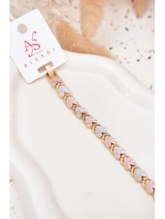 Dámský náramek s barevnými srdíčky chirurgická ocel zlatý