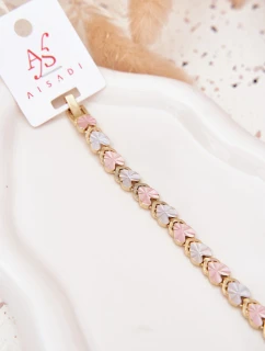 Dámský náramek s barevnými srdíčky chirurgická ocel zlatý