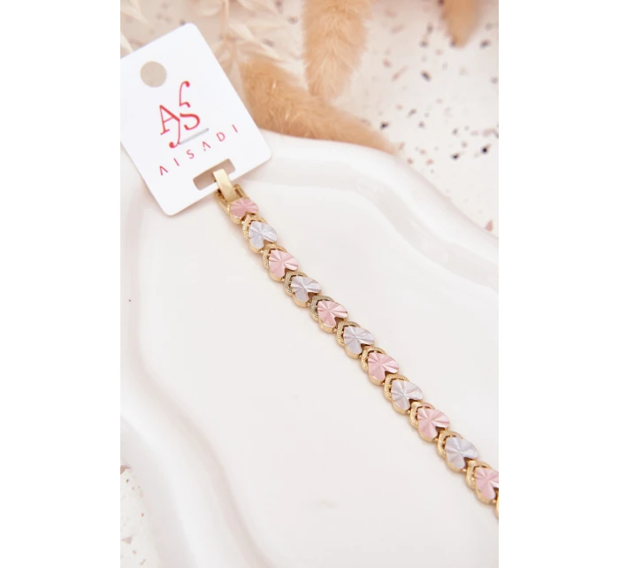 Dámský náramek s barevnými srdíčky chirurgická ocel zlatý Dámský náramek s barevnými srdíčky chirurgická ocel zlatý