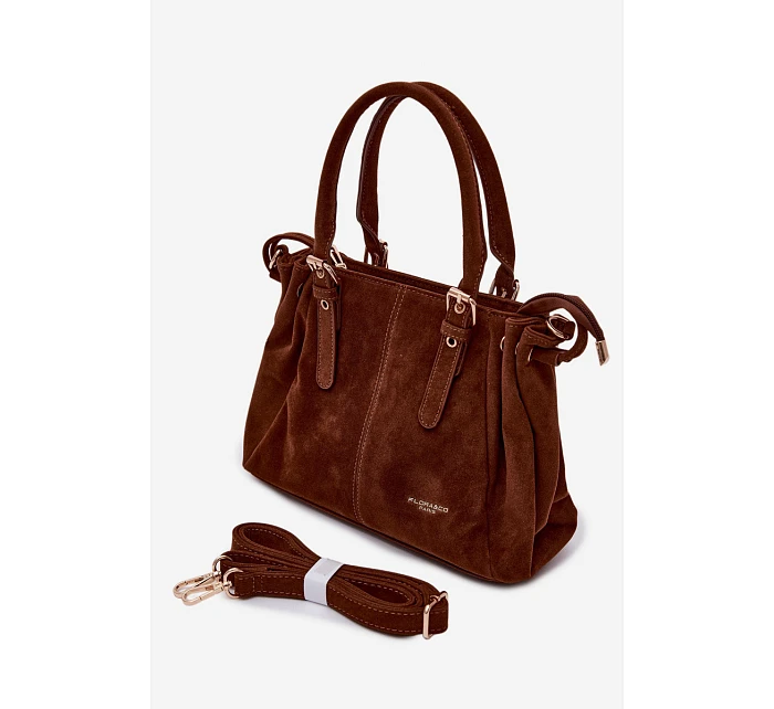 Kožená kabelka z ekologické semiše Camel model 22111514 - Flora&Co