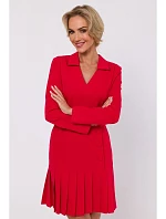 M752 Šaty se skládaným spodním lemem - červené