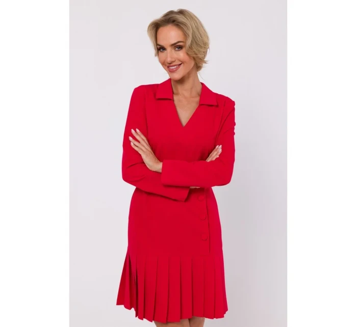 M752 Šaty se skládaným spodním lemem - červené M752 Šaty se skládaným spodním lemem - červené
