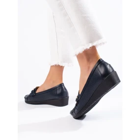 Výborné modré mokasíny dámské na klínku Výborné modré mokasíny dámské na klínku