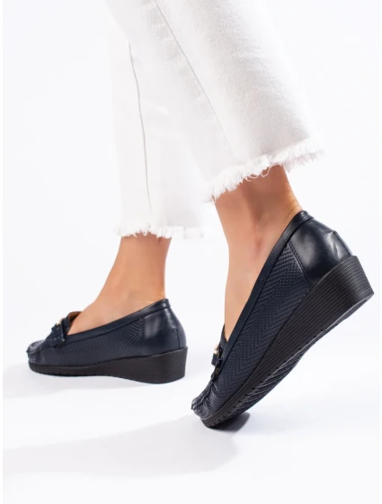 Výborné modré mokasíny dámské na klínku Výborné modré mokasíny dámské na klínku