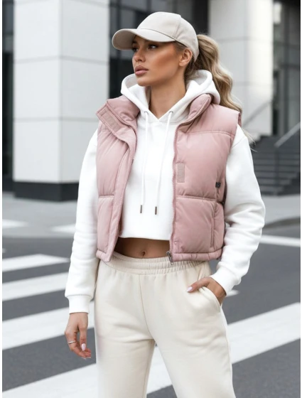Dámská prošívaná růžová vesta FashionStreet TY5199