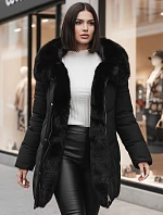 Dámská bunda zimní MORISIO dlouhá prošívaná s kapucí černá FashionStreet TY4702z