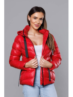 Krátká červená dámská zimní bunda (23066-(270)(1))