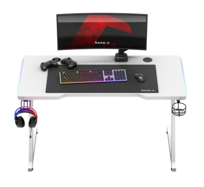 Herní stůl Hero model 21336043 White RGB - Huzaro Herní stůl Hero model 21336043 White RGB - Huzaro