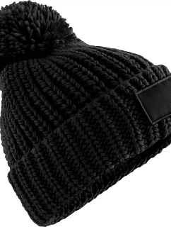 Beechfield B 329 Pletená čepice s bambulí "Toasty Patch" 53.0329 black