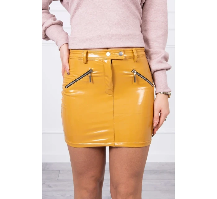 Sukně s ozdobnými zipy hořčice