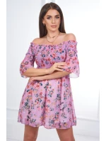 Španělské šaty s květinovým motivem fialové
