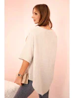 Dámská mušelínová košile s knoflíkem tmavě béžová